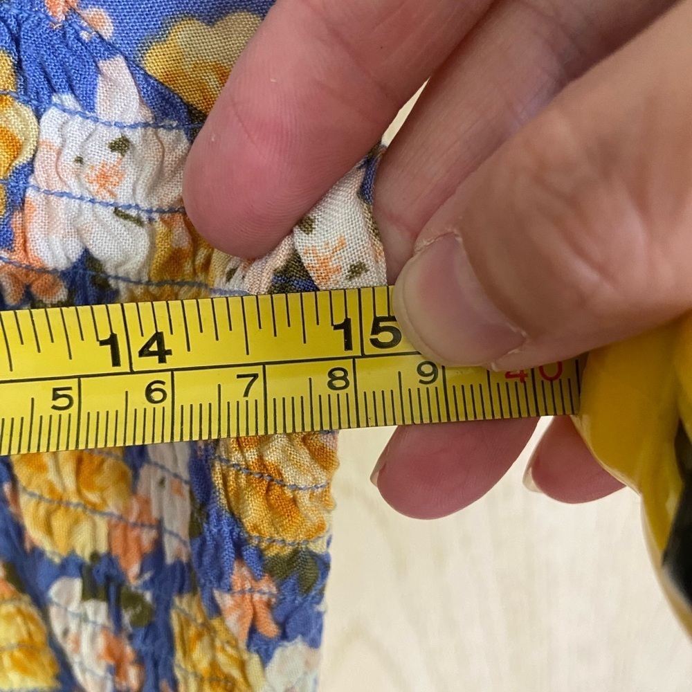 Jolie & Joy by FCT W/ Love Stretch Top Babydoll Floral Dress Ruffle Sleeve Sz L - Picture 7 of 8